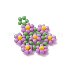 シードビーズ ビーズチャーム  花のペンダント  ライラック  23x18x3mm  穴：1.5mm&nbsp;PALLOY-MZ00417-03