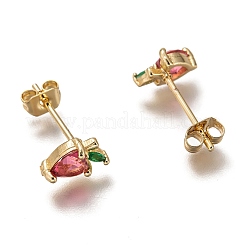 Brass Stud Earrings&nbsp;X-ZIRC-I051-05G