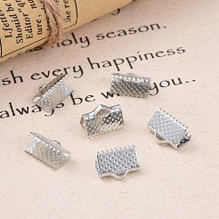 アイアン製カシメリボン止めエンドパーツ  無鉛の  プラチナ  7x10mm  穴：2mm  100個/箱&nbsp;IFIN-YW0001-13P-LF