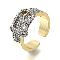 Brass Micro Pave Cubic Zirconia Cuff Rings&nbsp;RJEW-D313-06PG