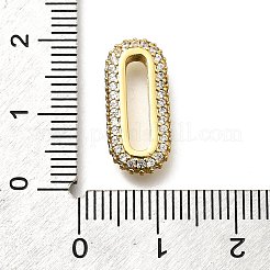 Brass Micro Pave Clear Cubic Zirconia Oval Linking Rings&nbsp;KK-Z093-43G