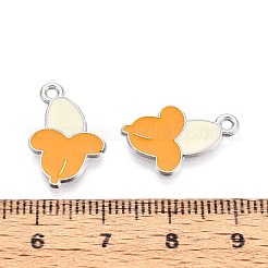 フルーツ合金エナメルチャーム  バナナ  プラチナ  オレンジ  19x12x1.5mm  穴：1.5mm&nbsp;PALLOY-S058-01P-18