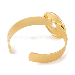 Brass Micro Pave Clear Cubic Zirconia Flat Round Open Cuff Bangles for Women&nbsp;BJEW-S147-13G