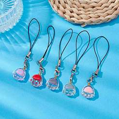猫の足跡ガラスペンダント携帯ストラップ  ナイロンコードモバイルアクセサリー装飾  ミックスカラー  8.3cm&nbsp;HJEW-JM01349