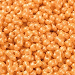 ガラスシードビーズ  不透明色の光沢  ピーナッツ  オレンジ  5~6x2.5~3x3~3.5mm  穴：1~1.2mm  約5000個/ポンド&nbsp;SEED-L011-04A-06