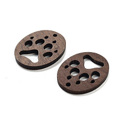 ウォールナットウッドペンダント  キャメル  足跡  28.5x23x2.5mm  穴：2mm&nbsp;FIND-Z050-09A