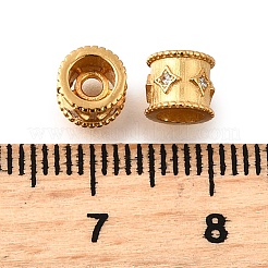 スターリングシルバーマイクロパヴェクリアキュービックジルコニアビーズ925個  スターとコラム  18KGP本金メッキ  6x5mm  穴：1.6mm&nbsp;STER-F061-02B-G