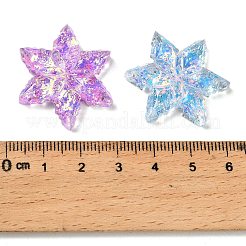 クリア樹脂カボション  スノーフレーク  スパンコール入り  ミックスカラー  29.5x25.5x7mm&nbsp;CRES-I044-05A
