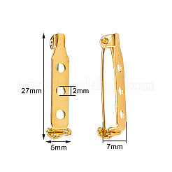 100個4色の鉄ブローチのパーツ  バックバーピン  3穴付き  ミックスカラー  27x5x7mm  穴：2mm  25個/カラー&nbsp;IFIN-CJ0001-55