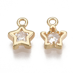 Brass Cubic Zirconia Charms&nbsp;KK-T038-356G