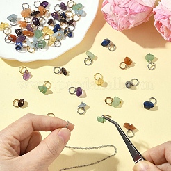35Pcs 7 Colors Natural Mixed Gemstone Chip Pendants&nbsp;PALLOY-YW00144-01