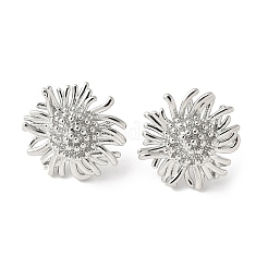 Flower Brass Stud Earrings for Women&nbsp;EJEW-M099-01P