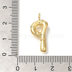 ラックメッキ真鍮チャーム  カドミウムフリー＆鉛フリー  文字a~zのチャーム  文字p  23.5x10.5x4mm  穴  2mm&nbsp;KK-I722-08G-P