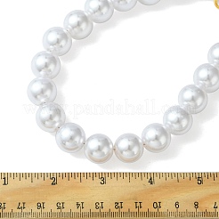 ABS プラスチック模造パールラウンドビーズ財布ストラップ  合金製カニカン付き  貝殻色  35x1.6cm&nbsp;AJEW-FZ00005