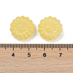 透明ガラスビーズ  花  焼き付け塗料  ライトカーキ  16x15.5x7.5mm  穴：1.2mm&nbsp;LS-DGLA-E004-05K