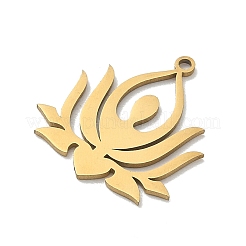 ヨガ201ステンレスペンダント  蓮の花のチャーム  ゴールドカラー  21.5x19.5x1mm  穴：1.4mm&nbsp;STAS-B136-14G