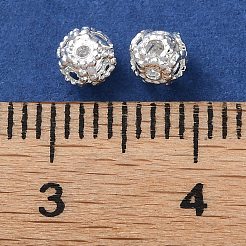 真鍮ビーズ  ラウンドフィリグリービーズ  ニッケルフリー  長持ちメッキ  ラックめっき  銀  4mm  穴：0.8mm&nbsp;KK-D097-11S-01