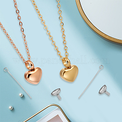 2Pcs 2 Colors 304 Stainless Steel Heart Urn Ashes Necklaces&nbsp;NJEW-CN0001-28B