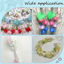 160PCSガラスビーズ  ユリの花  ミックスカラー  12x12.5x10mm  穴：1.5mm&nbsp;GLAA-SP0001-01