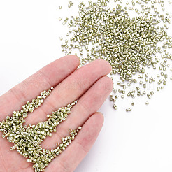 ガラス竹ビーズ  メタリックカラー  淡黄色  2.5~3x2mm  穴：0.9mm  約15000個/ポンド&nbsp;SEED-S032-12A-1119