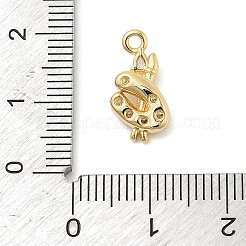 真鍮製マイクロパヴェキュービックジルコニアペンダント  パレットとブラシ  ゴールドカラー  15.5x8x4mm  穴：1.5mm&nbsp;KK-I380-19G