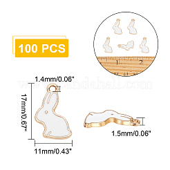 合金エナメルチャーム  兎  ライトゴールド  ホワイト  17x11x1.5mm  穴：1.4mm  100個/箱&nbsp;ENAM-AR0001-07