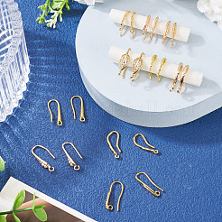 真鍮ピアスフック20種類10個  耳ワイヤー  カン付き  ゴールドカラー  15~21.5mm  穴：0.8~2.2mm  ピン：0.6~1mm  2個/スタイル&nbsp;KK-TA0002-46