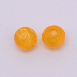 樹脂ビーズ  仏教のテーマ  OMマニパドメハムとのラウンド  オレンジ  8x7.5mm  穴：2mm&nbsp;RESI-WH0010-02B