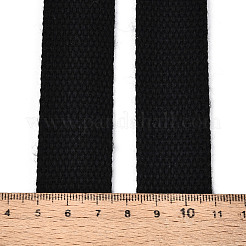 平らなポリコットンリボン  服飾材料  ブラック  1インチ（25mm）&nbsp;OCOR-WH0003-019E