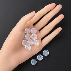 35個の透明スプレー塗装ガラスビーズ  フラットラウンド  クリアAB  13.5x8.5mm  穴：1.2mm&nbsp;GLAA-YW0001-65