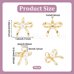 10Pcs Rack Plating Brass with ABS Plastic Pearl Charms&nbsp;KK-UN0004-98