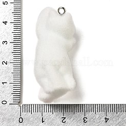 フロッキー樹脂ペンダント  プラチナ鉄ループ付き  猫の形  40x17x16mm  穴：1.8mm&nbsp;RESI-E059-04B