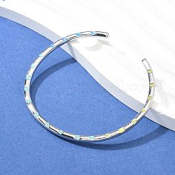 女性のための真鍮のオープンカフバングル  エナメル  長持ちメッキ  ライトスカイブルー  内径：2-1/8x2-1/8インチ（5.3x5.5cm）&nbsp;BJEW-G736-12P-01
