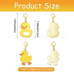 20Pcs 2 Styles Duck Alloy Enamel Pendant Decorations&nbsp;HJEW-YW00368