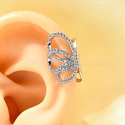 Brass Micro Pave Clear Cubic Zirconia Butterfly Cuff Earrings&nbsp;EJEW-P322-16P