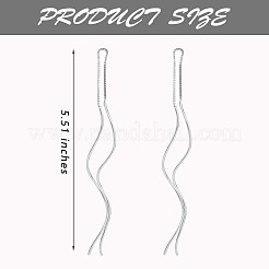 Anti-Tarnish Rhodium Plated 925 Sterling Silver Linear Wave Charms Ear Thread&nbsp;JE1036A