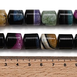 天然石瑪瑙ビーズ連売り  ドラム  染め＆加熱  ミックスカラー  14~14.5x13.5~14.5mm  穴：1~1.2mm  約28個/連  15.55