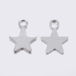 変色しにくい304ステンレススチールチャーム  スター  ステンレス鋼色  8.4~9x7x0.6~0.7mm  穴：1.2mm&nbsp;STAS-F159-43P
