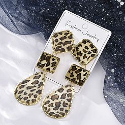Alloy acrylic Dangle Stud Earrings&nbsp;LS-EJEW-M075-01G-05