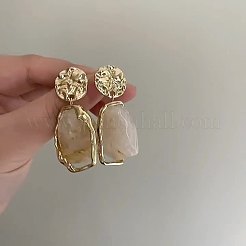 Oval with Flat Round Alloy Resin Dangle Stud Earrings&nbsp;FS-WGEC5E2-01