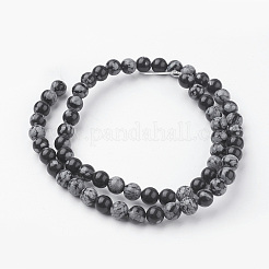 天然スノーフレークオブシディアンビーズ連売り  ラウンド  6~6.5mm  穴：1mm  約60個/連  14.9インチ（38cm）&nbsp;G-G735-72-6mm