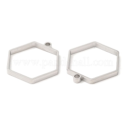 Non-Tarnish 304 Stainless Steel Open Back Bezel Hexagon Pendants&nbsp;STAS-Z040-12P