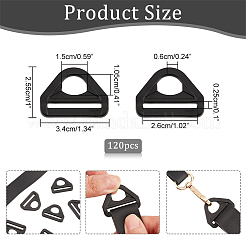 プラスチックバックル120個  バッグバックルアクセサリー作り用  ブラック  2.55x3.4x0.6cm  穴：10.5x15mm&nbsp;FIND-NB0002-80