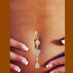 Brass Cubic Zirconia Navel Ring&nbsp;AJEW-EE0004-11