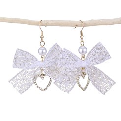Alloy Bowknot with Heart Dangle Earrings&nbsp;FS-WGFDDED-05