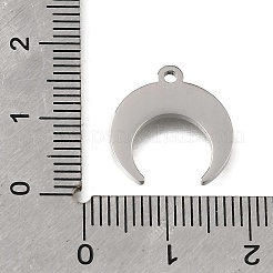 304ステンレスペンダント  ダブルホーン/三日月のチャーム  艶出し  ステンレス鋼色  15.5x15x1.5mm  穴：1.4mm&nbsp;STAS-E532-12P