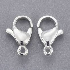 304ステンレススチール製ロブスタークロウ留め金  オウムトリガークラスプ  銀色のメッキ  12x7x3.5mm  穴：1.4mm&nbsp;X-STAS-E464-21E-S