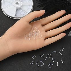 120 個 6 スタイルアクリル L 字型ノーズリング  鼻骨リング  彼女のためのピアスボディジュエリー  透明  8~10.5x6~10x1~6mm  ピン：0.7~0.8mm  20個/スタイル&nbsp;AJEW-YW0001-11B