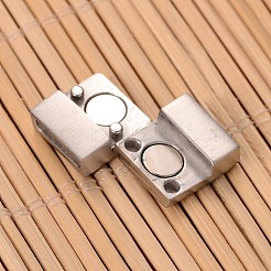 Tarnish Resistant Mixed Smooth & Matte 304 Stainless Steel Rectangle Magnetic Clasps with Glue-in Ends&nbsp;STAS-I045-05