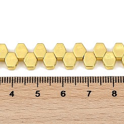 電気めっき合成非磁性ヘマタイト ビーズ 連売り  六角  2穴  黄金メッキ  7.5x5.5x3mm  穴：1mm  約95個/連  15.16''（38.5センチメートル）&nbsp;G-G174-J01-01